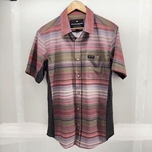 Belong Designs Shirt Mens Large Multicolor Striped Merino Wool Blend Button Up